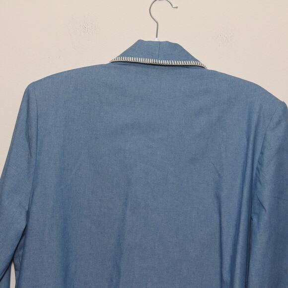 NEW Vintage The Villager Cotton Long Blazer Jacket Size 12 Light Blue - Picture 7 of 11